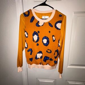 3.1 Phillip Lim Vibrant Orange Sweater with Blue Accents
